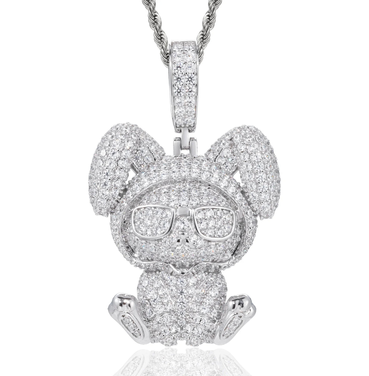 Iced Out Rabbit Pendant Necklace for Men
