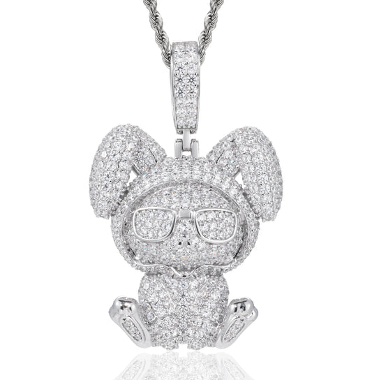 Iced Out Rabbit Pendant Necklace for Men
