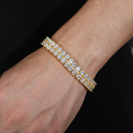 Iced Out Double Row Tennis Bracelet for Men, image 5