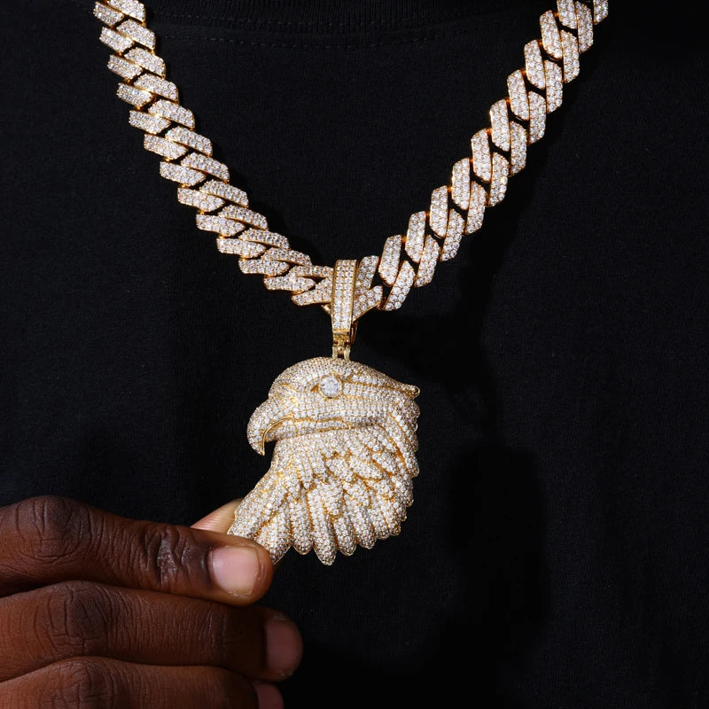 Iced Out Bald Eagle Pendant Necklace for Men, image 7