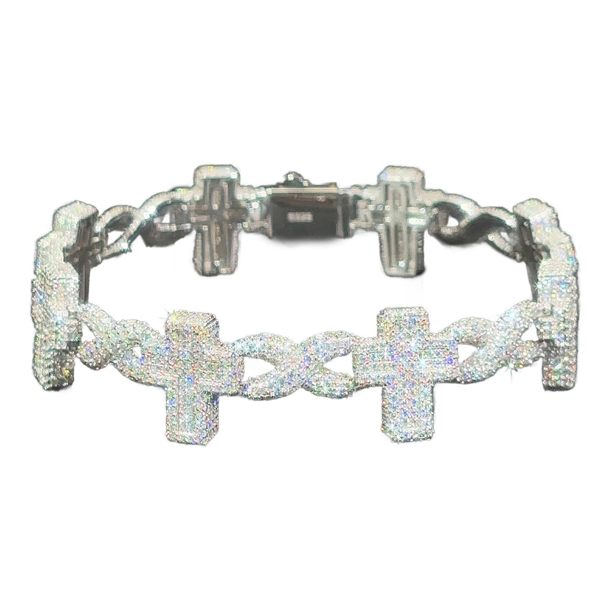 Iced Out Cross Link Bracelet for Men, image 9