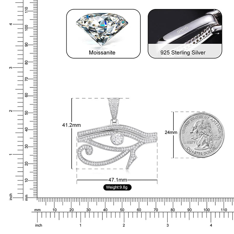Moissanite Eye of Horus Pendant for Men, image 4
