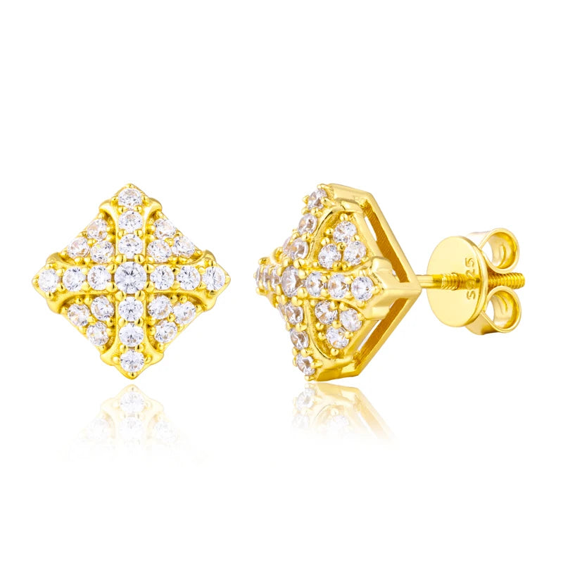 Iced Out Moissanite Cross Stud Earrings for Men, image 9