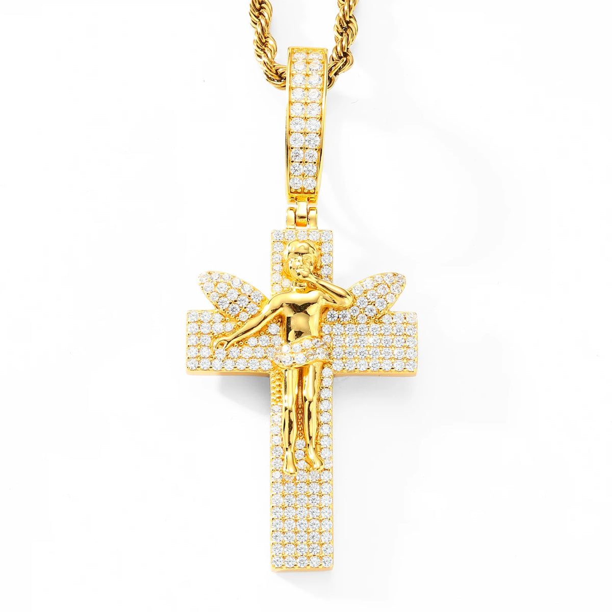 Iced Out Moissanite Cross Pendant for Men, image 12