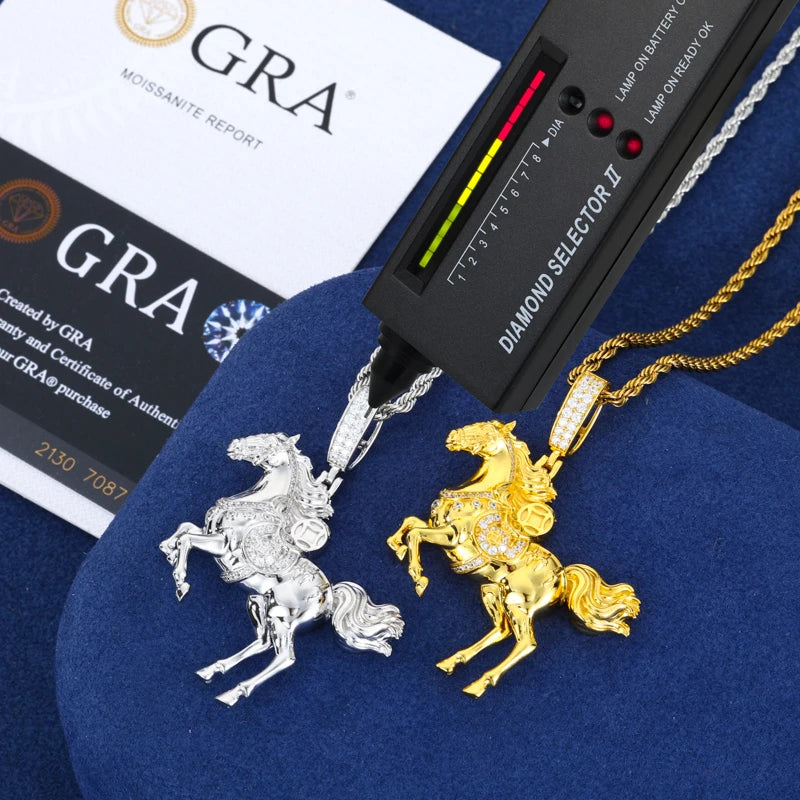 Iced Out Horse Pendant Necklace for Men, image 4