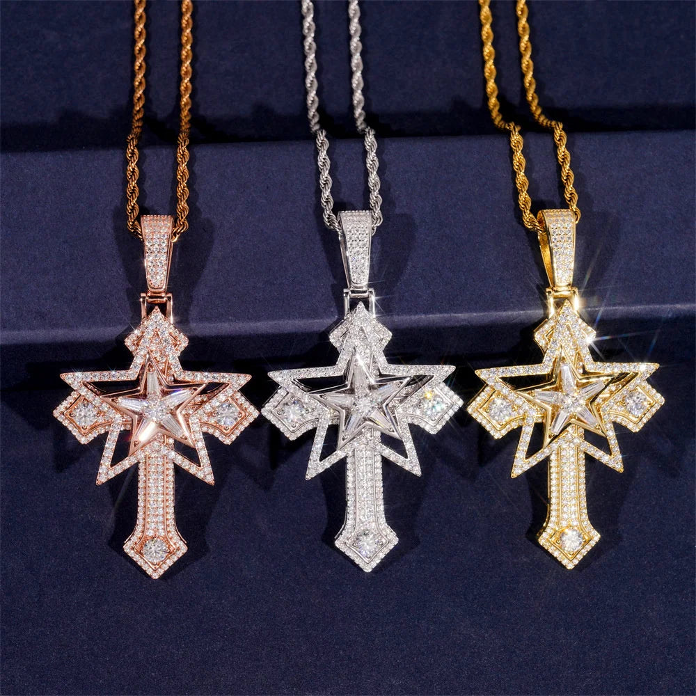 Star Cross Pendant Necklace for Men