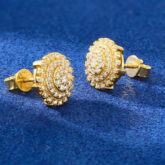 Moissanite Sunflower Cluster Stud Earrings, image 6