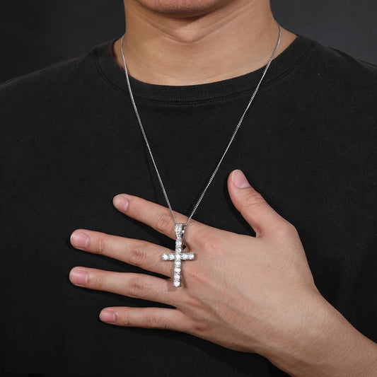 5mm Moissanite Cross Pendant Necklace for Men, image 4