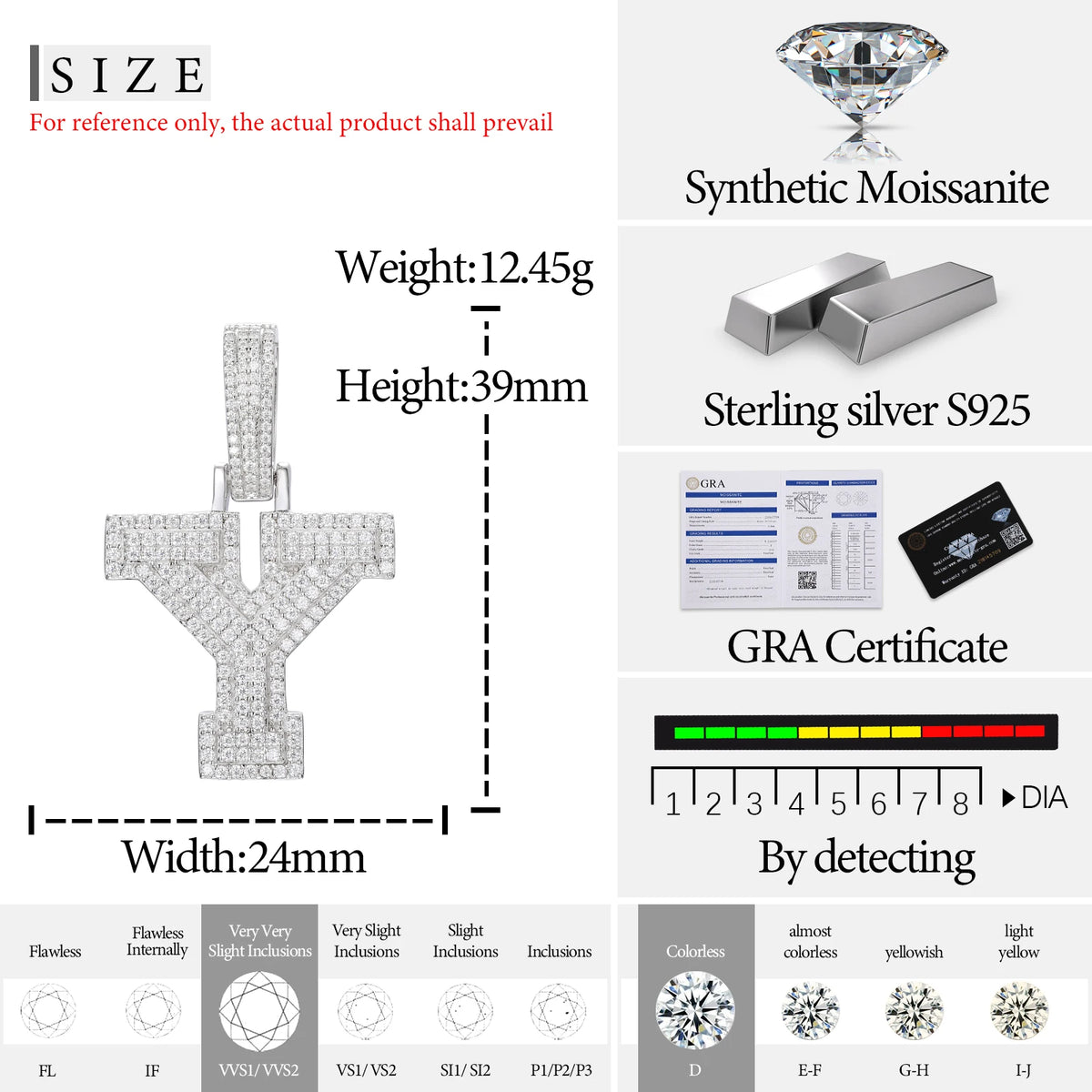Moissanite Initial Pendant for Men, image 29