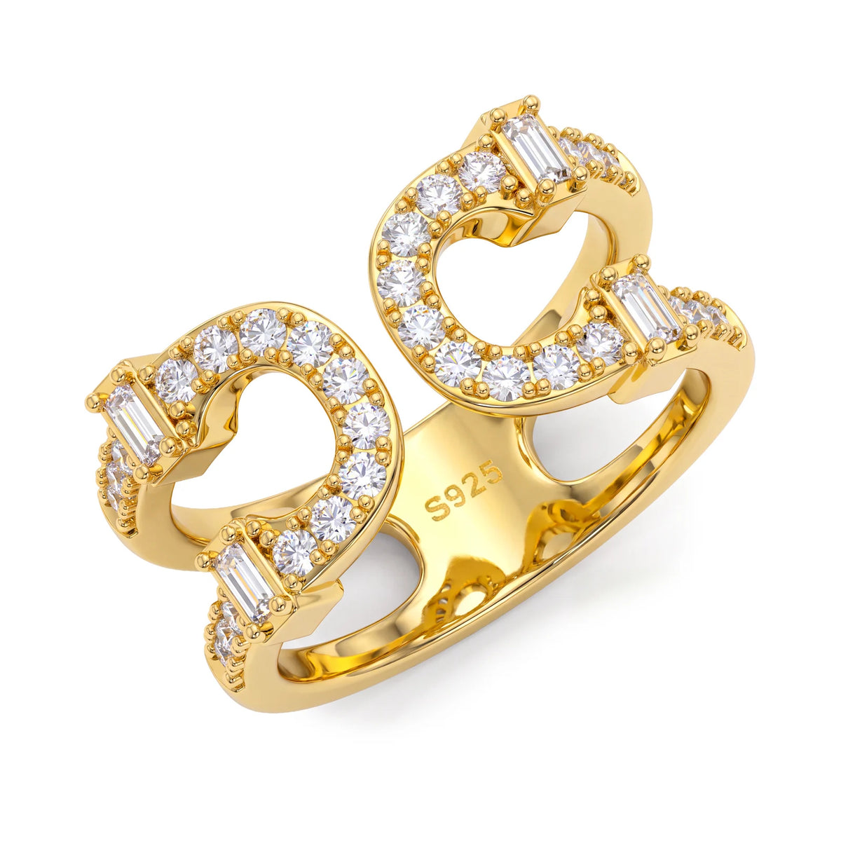 Moissanite Double Horseshoe Open Ring, image 7