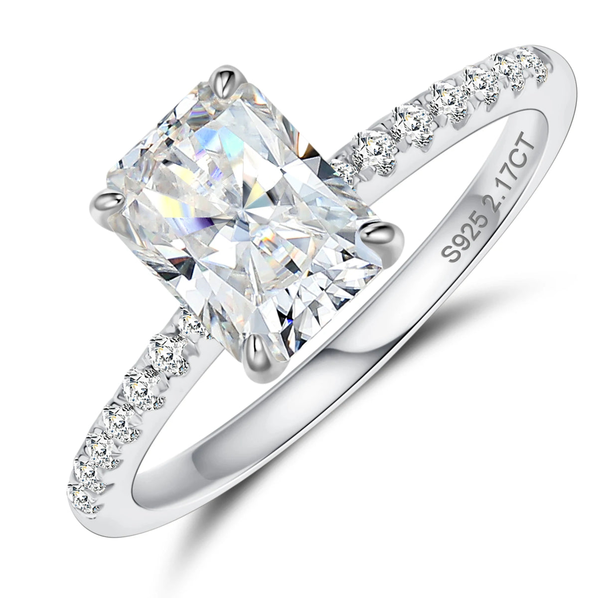 Radiant Cut Moissanite Halo Ring