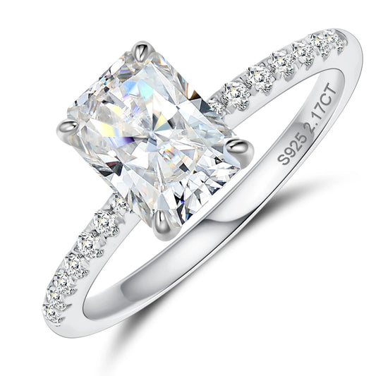 Radiant Cut Moissanite Halo Ring