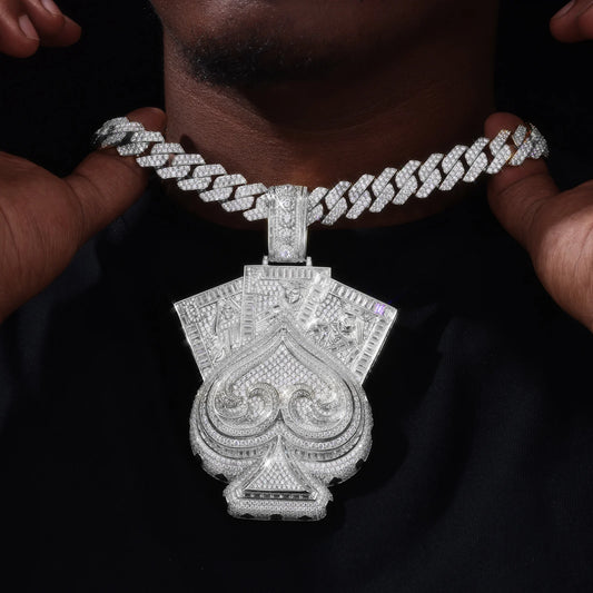 Iced Out Ace of Spades Pendant Necklace for Men, image 6