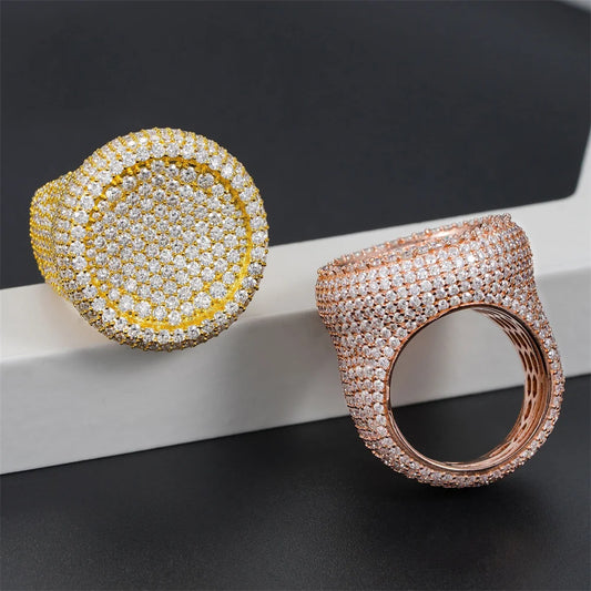 Iced Out Round Signet Ring for Men, image 5
