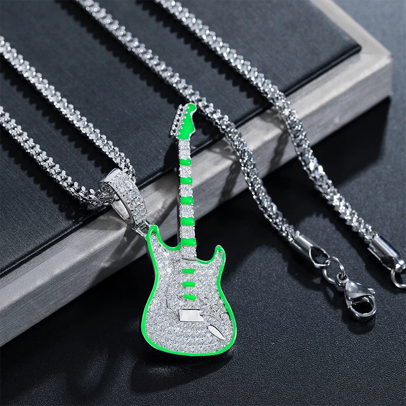 Glow in the Dark Guitar or Dog Tag Pendant Necklace for Men, image 5