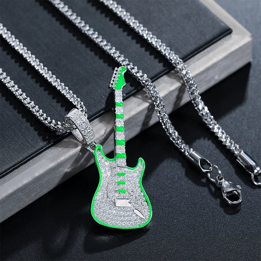 Glow in the Dark Guitar or Dog Tag Pendant Necklace for Men, image 5