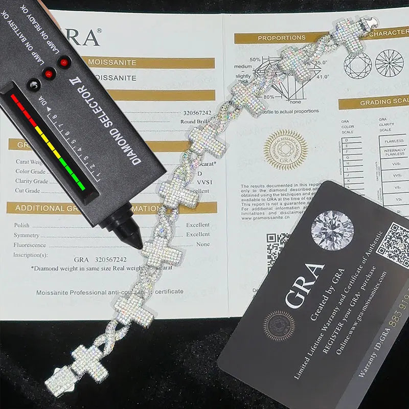 Iced Out Cross Link Bracelet for Men, image 4