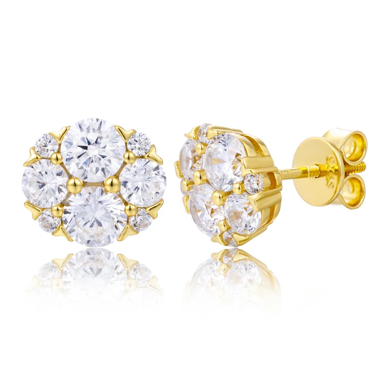 Moissanite Flower Cluster Stud Earrings, image 9