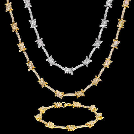 Iced Out Barbed Wire Necklace for Men