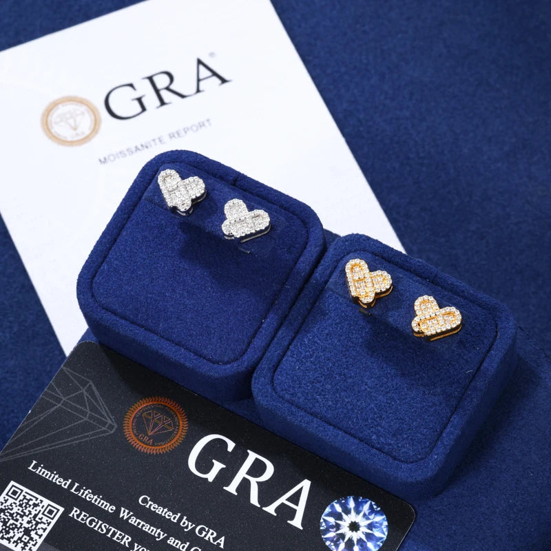 Moissanite Pave Heart Stud Earrings, image 5