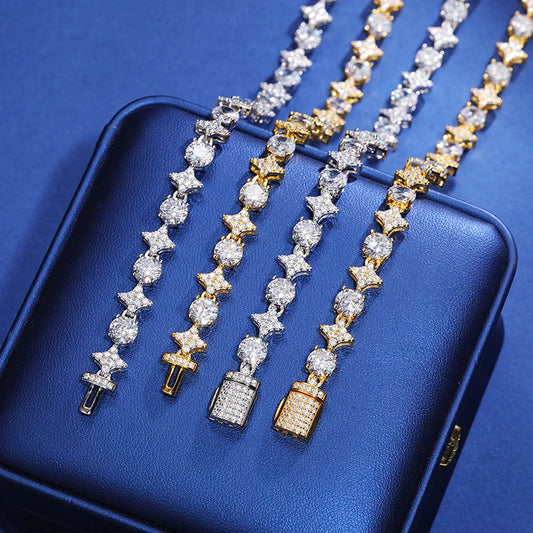 Cross & Star Tennis Necklace Set for Couples (2 Pieces), image 2