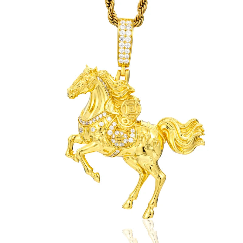 Iced Out Horse Pendant Necklace for Men, image 8