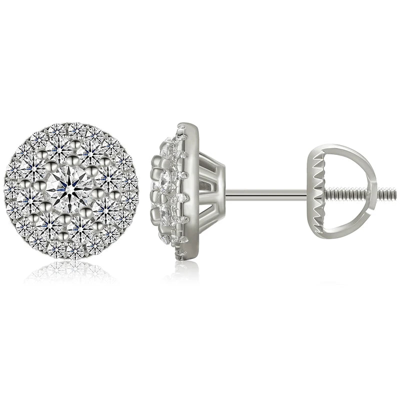 Moissanite Pave Dome and Solitaire Stud Earrings, image 9