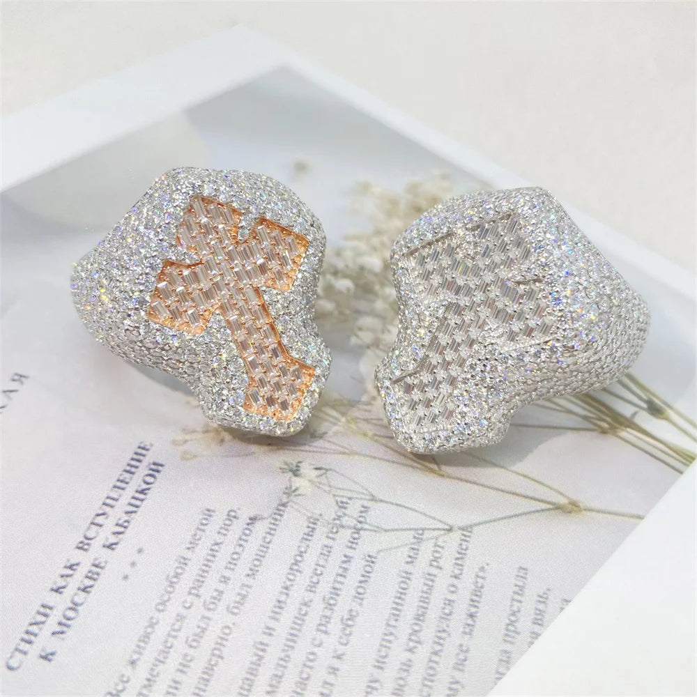 Iced Out Cross Signet Ring for Men, image 5
