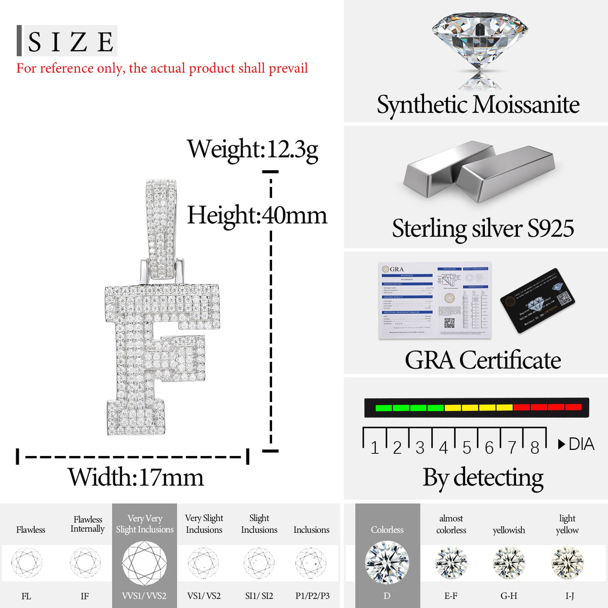 Moissanite Initial Pendant for Men, image 33