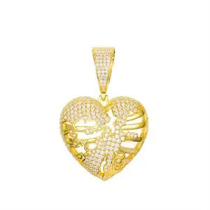 Iced Out Moissanite Hollow Heart Pendant Necklace for Men, image 7