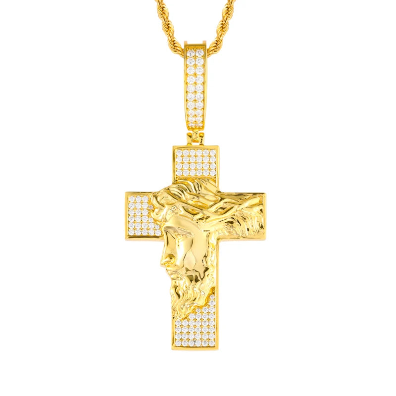 Iced Out Jesus Cross Pendant Necklace for Men, image 8