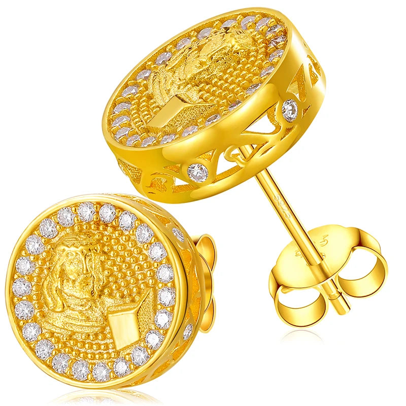 10mm Moissanite Medallion Stud Earrings for Men, image 7