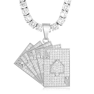 Iced Out Poker Card Pendant for Men