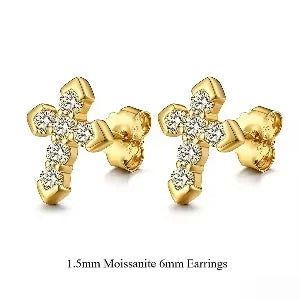 Moissanite Cross Stud Earrings, image 9