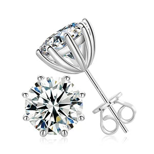 Round Cut Moissanite Stud Earrings