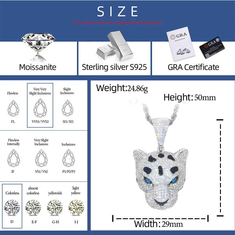 Iced Out Leopard Head Pendant for Men, image 3