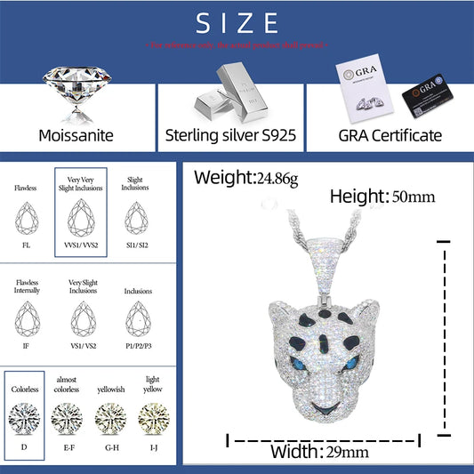 Iced Out Leopard Head Pendant for Men, image 3