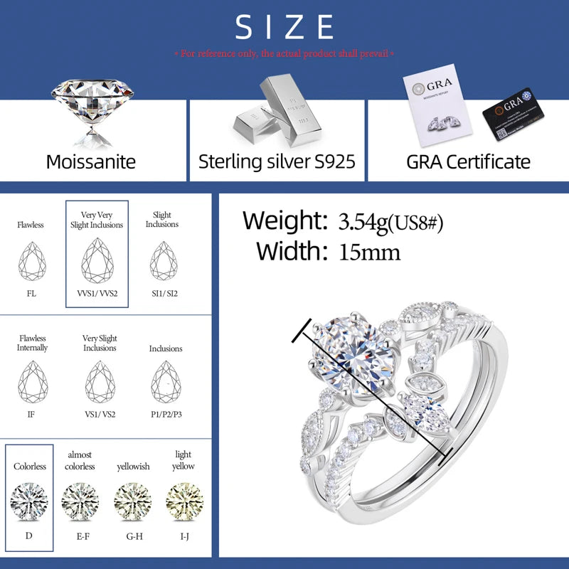 Oval Cut Moissanite Twist Ring Set, image 3