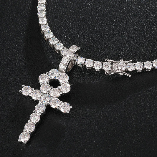 Moissanite Cross or Ankh Pendant with Tennis Chain, image 4