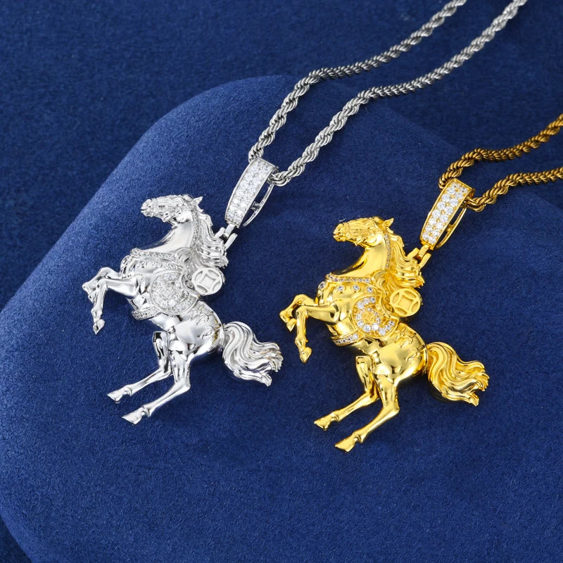 Iced Out Horse Pendant Necklace for Men, image 5