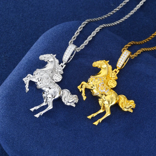 Iced Out Horse Pendant Necklace for Men, image 5