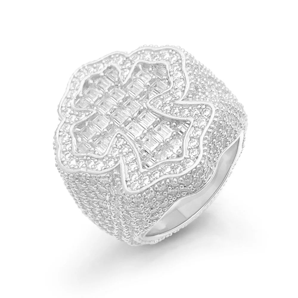 Iced Out Baguette Cross Ring for Men, image 7