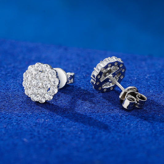 Iced Out Moissanite Cluster Stud Earrings for Men, image 6