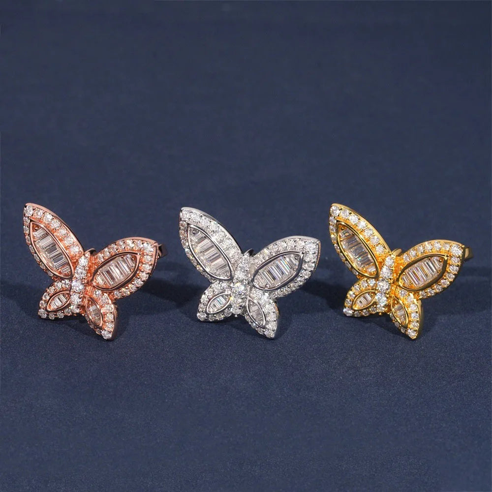 Iced Out Baguette Butterfly Ring, image 5