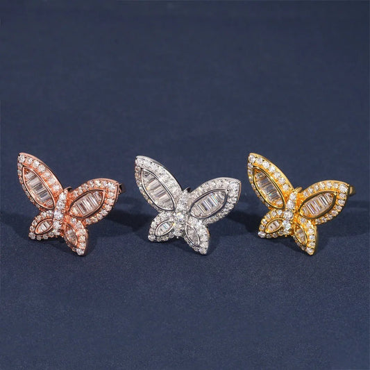 Iced Out Baguette Butterfly Ring, image 5