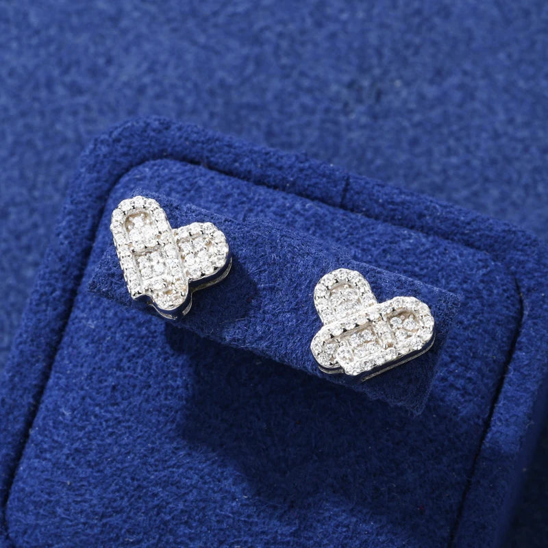 Moissanite Pave Heart Stud Earrings, image 6