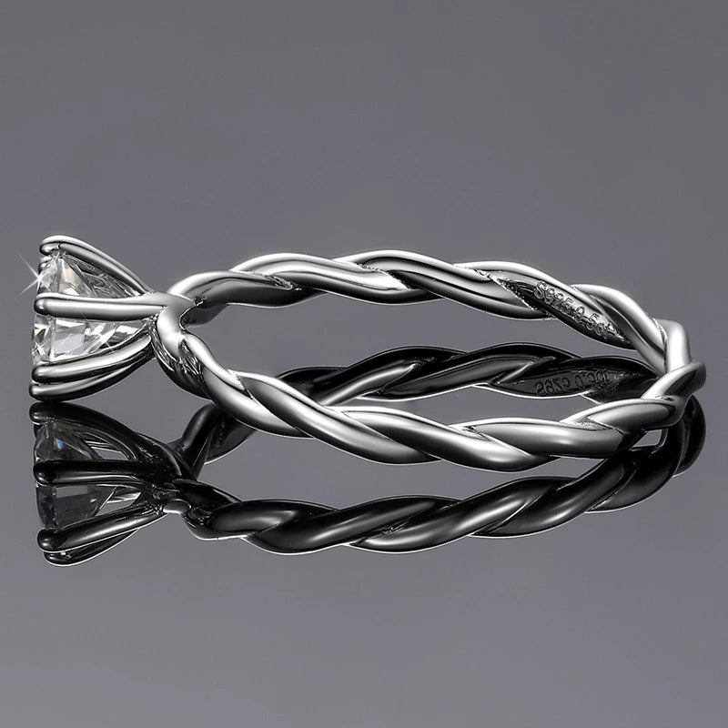 Moissanite Twisted Rope Solitaire Ring, image 5