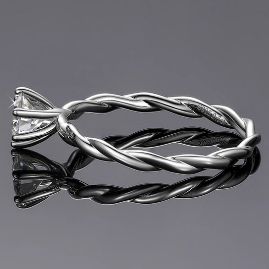 Moissanite Twisted Rope Solitaire Ring, image 5