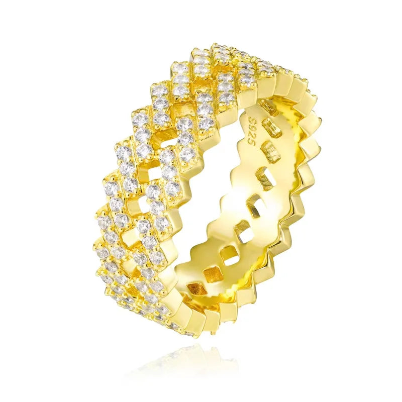 Iced Out Moissanite Cuban Link Eternity Ring for Men, image 8