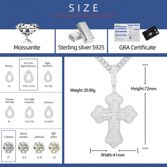 Iced Out Moissanite Pendant Necklace for Men, image 4